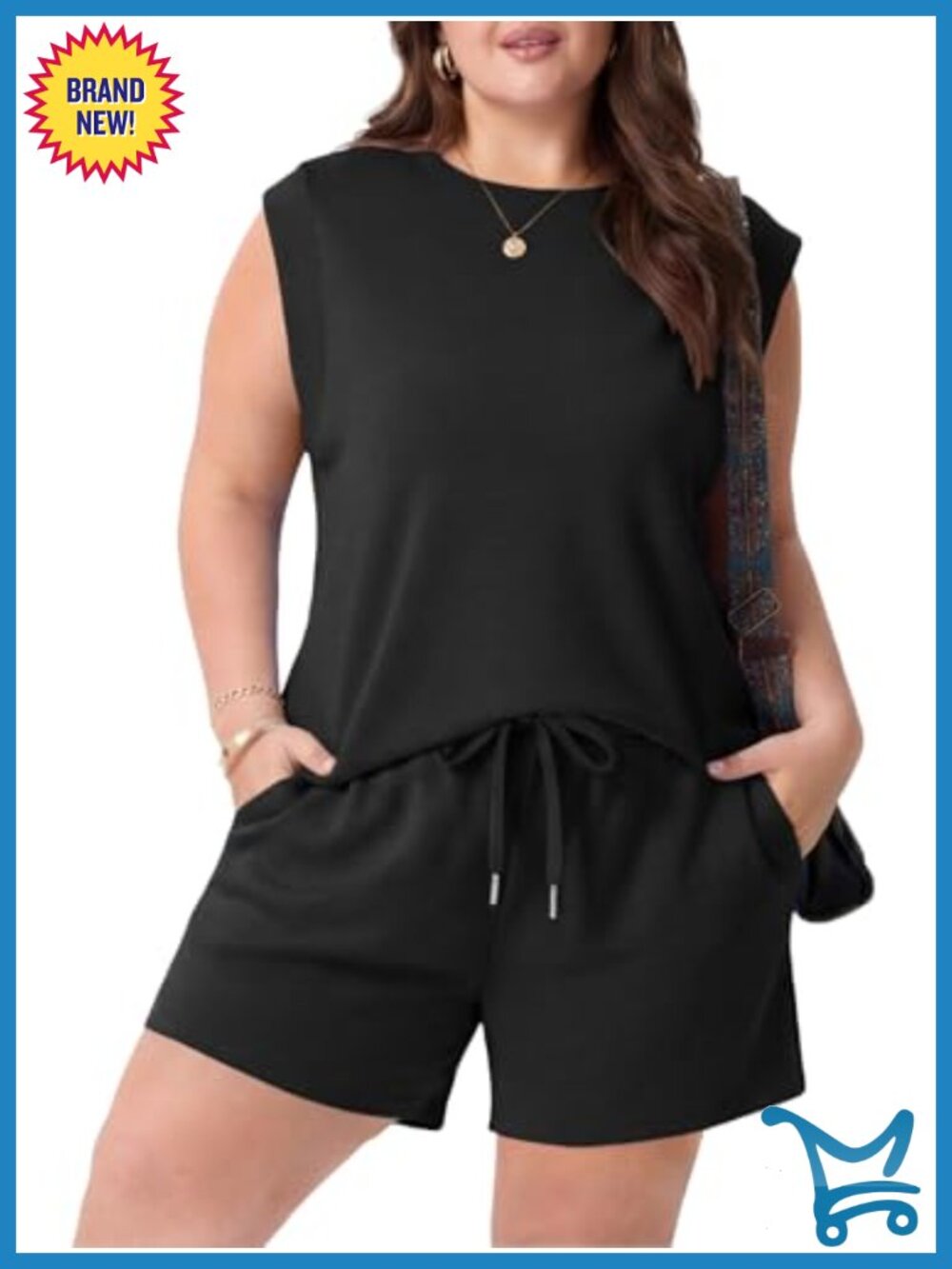 Plus Size 2 Piece Set Muscle Tee & Shorts with Pockets Casual Summer Outfit